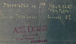 Lotissement à Saint-Idesbald, Coxyde, cachet des architectes sur un plan de 1912, archives communales de Coxyde, bouwdossiers, nr. 25