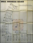 Rue Ravenstein 48-70 et Cantersteen 39-55, Bruxelles, Shell Building, plan du rez-de-chaussée avec projet de tour, AVB/TP 67548, 1937
